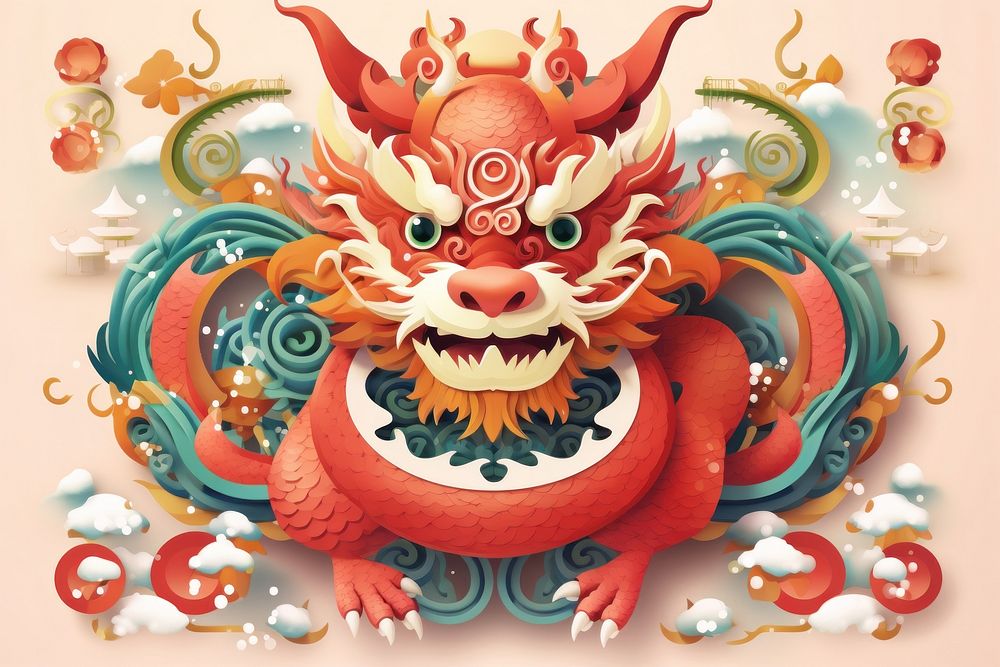 Cute chinese dragon tradition art chinese new year. AI generated Image by rawpixel.