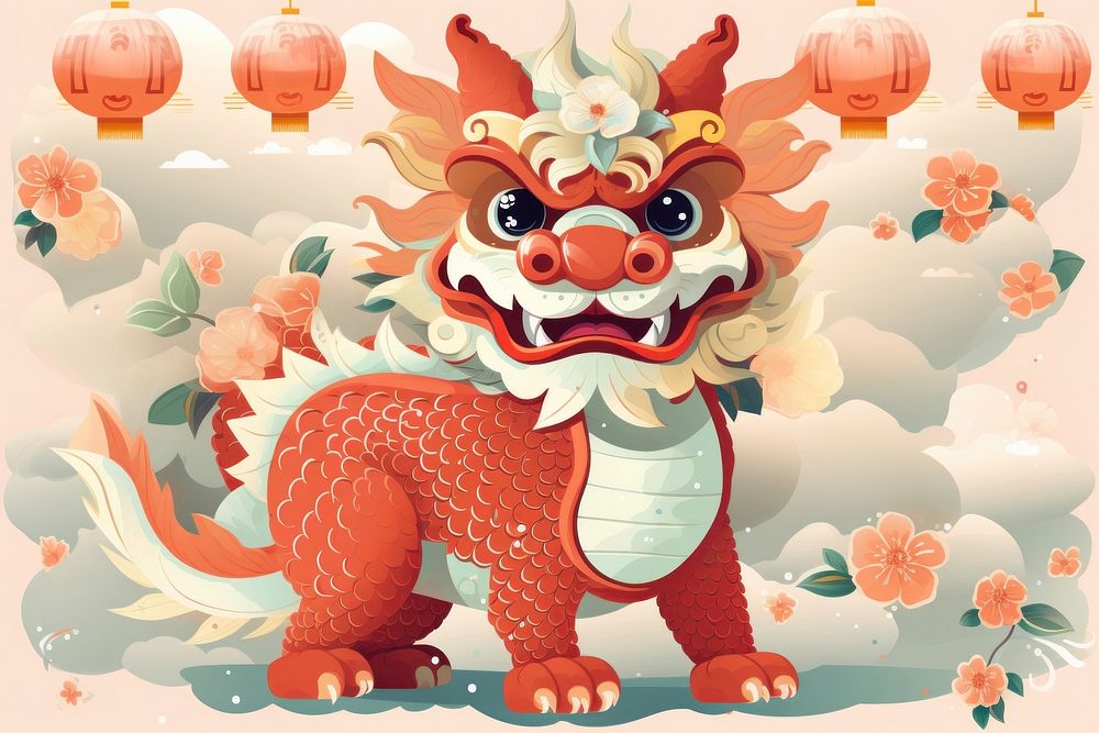 Cute chinese dragon tradition winter chinese new year. AI generated Image by rawpixel.