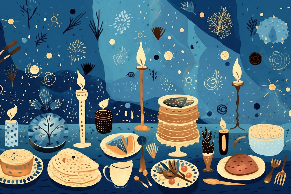 Hanukkah dinner background candle food celebration. AI generated Image by rawpixel.