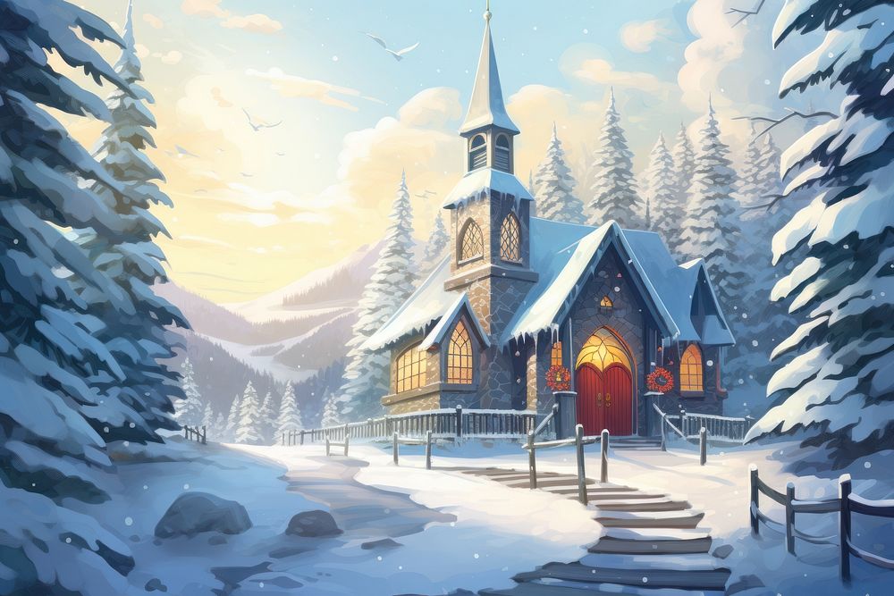 Christmas church architecture building outdoors. AI generated Image by rawpixel.