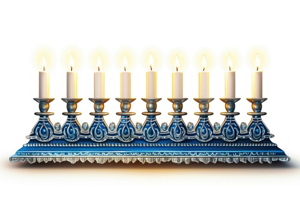 Hanukkah menorah candle white background illuminated. AI generated Image by rawpixel.