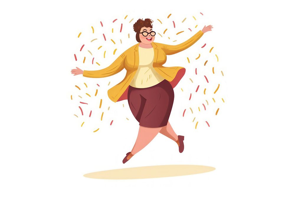 Chubby woman dancing cartoon adult party. AI generated Image by rawpixel.