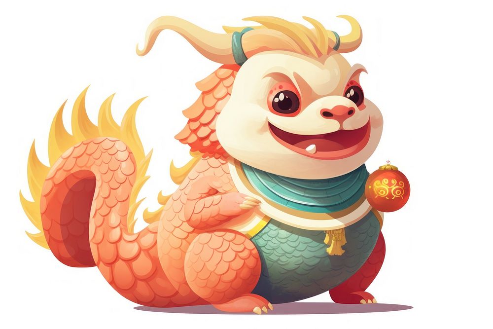 Chubby Chinese dragon cartoon chinese new year representation. AI generated Image by rawpixel.