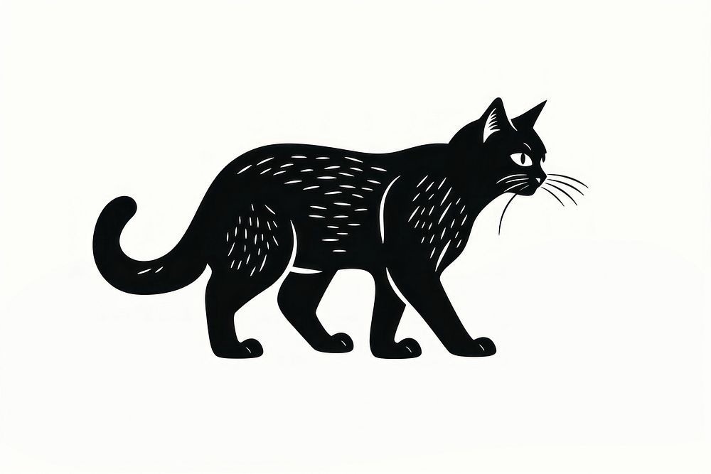 A walking cat silhouette animal mammal. AI generated Image by rawpixel.