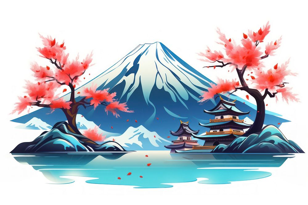 Mount fuji vector cartoon mountain outdoors nature. 