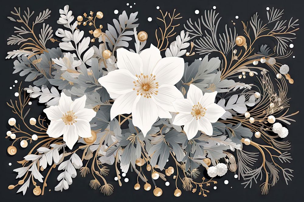 Floral greeting card christmas pattern flower. AI generated Image by rawpixel.