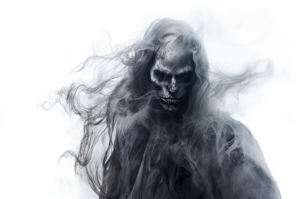 Smoky ghost scary portrait adult photography. AI generated Image by rawpixel.