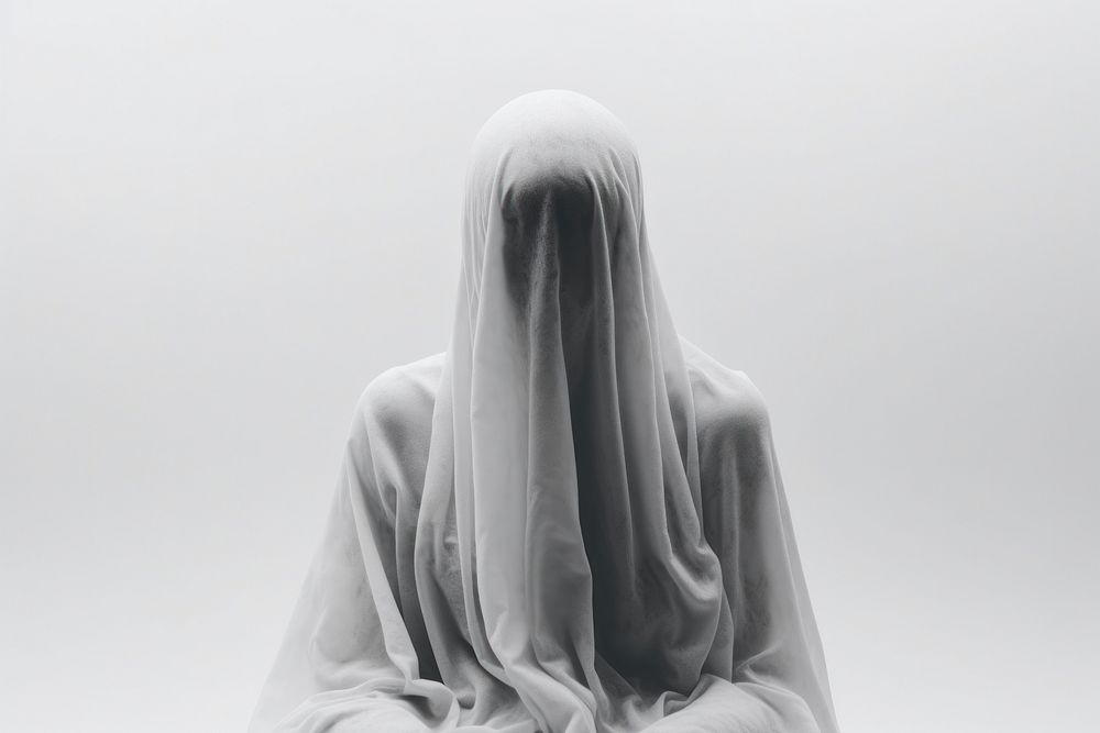 White veil spirituality monochrome. AI generated Image by rawpixel.