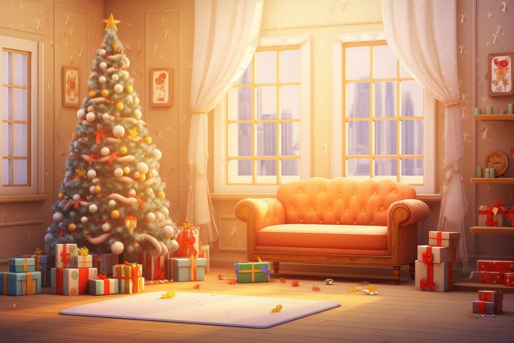 Christmas wallpaper architecture furniture building. AI generated Image by rawpixel.