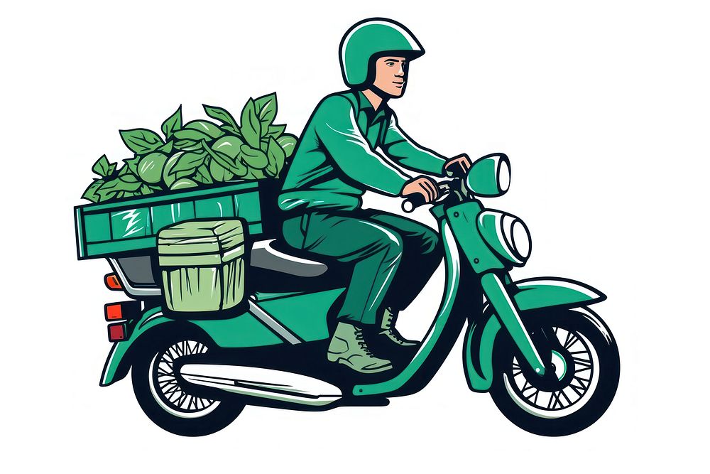 Food delivery rider motorcycle vehicle scooter. AI generated Image by rawpixel.