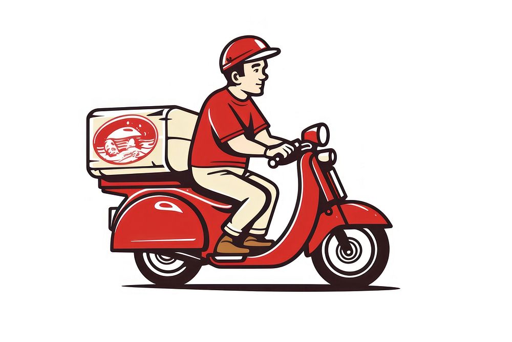 Pizza delivery motorcycle vehicle scooter. AI generated Image by rawpixel.