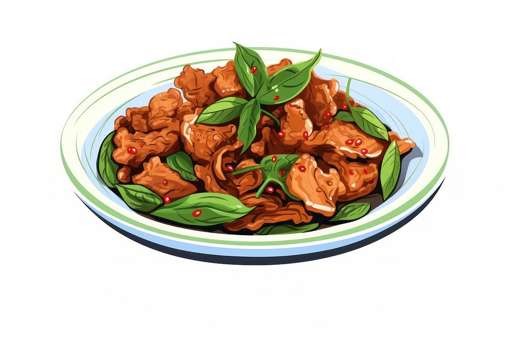 Thai basil pork plate food meat. AI generated Image by rawpixel.