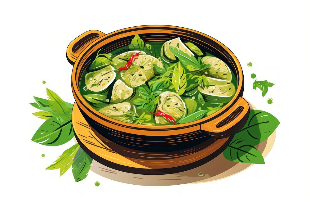 Thai green curry vegetable food meal. AI generated Image by rawpixel.