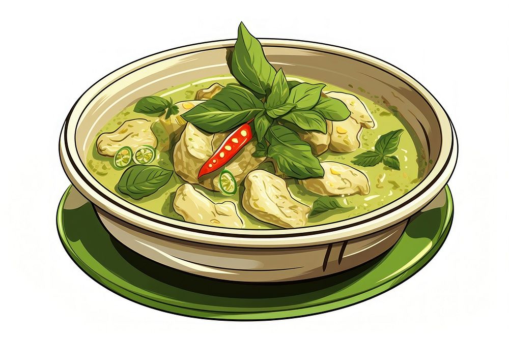 Thai green curry food soup dish. AI generated Image by rawpixel.