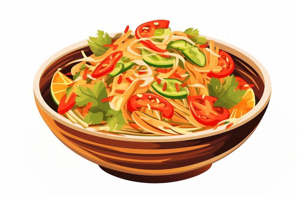 Thai papaya salad spaghetti noodle pasta. AI generated Image by rawpixel.