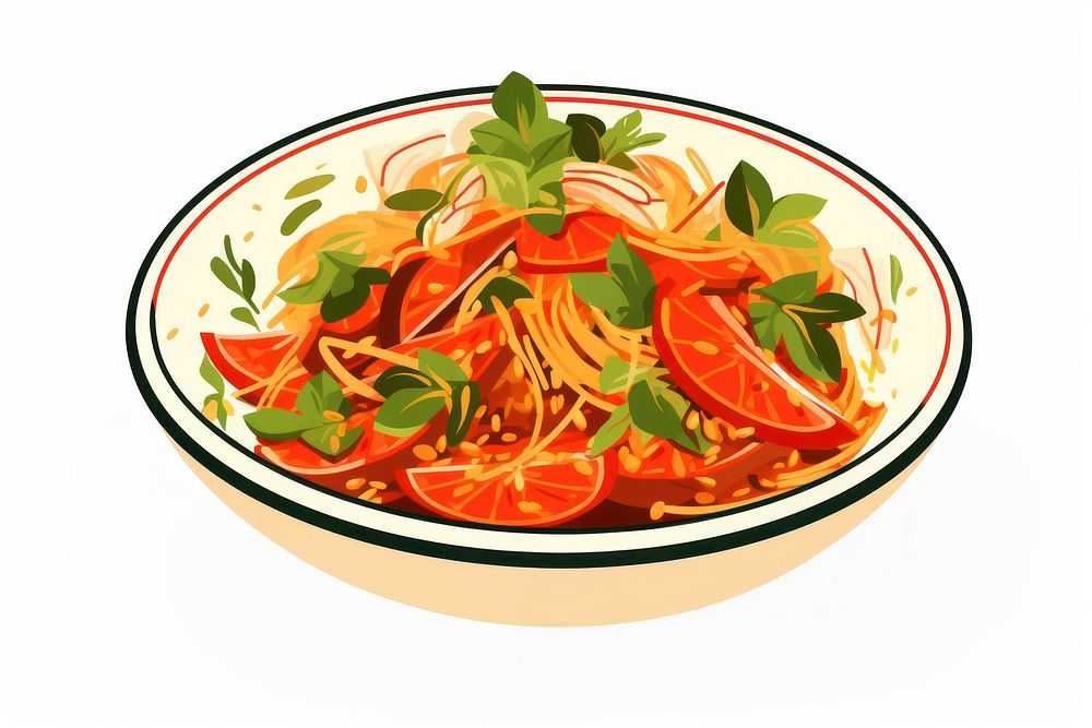 Thai papaya salad spaghetti noodle pasta. AI generated Image by rawpixel.