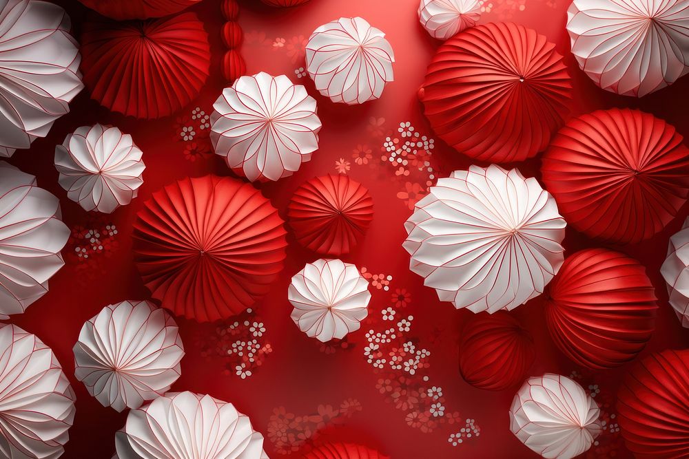 Red lanterns pattern white paper. AI generated Image by rawpixel.