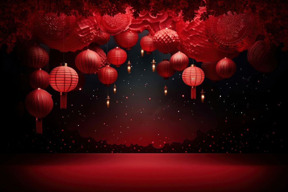 Red lanterns pattern chinese lantern architecture. AI generated Image by rawpixel.