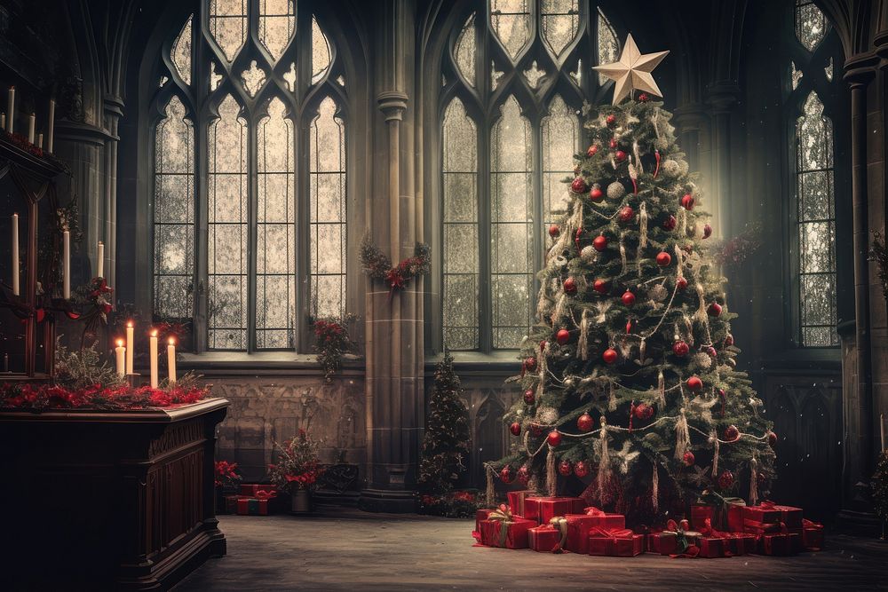 Christmas spirituality architecture illuminated. AI generated Image by rawpixel.