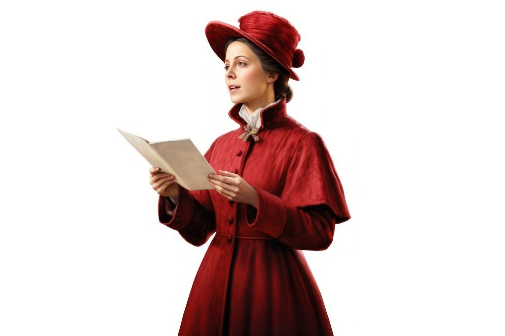 Christmas caroler portrait costume reading. AI generated Image by rawpixel.