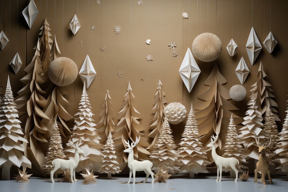 Christmas craft paper wallpaper art representation celebration. AI generated Image by rawpixel.