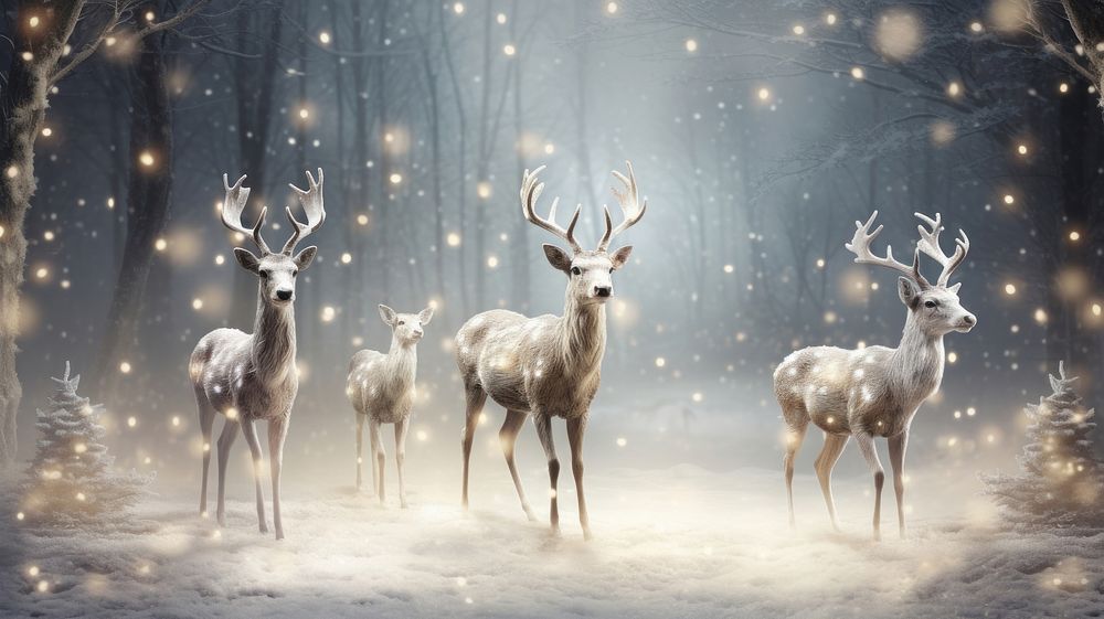 Christmas reindeer wallpaper wildlife outdoors animal. AI generated Image by rawpixel.