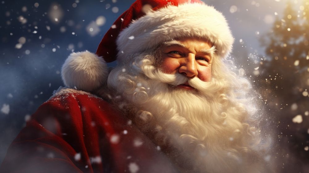 Christmas santa claus wallpaper celebration decoration tradition. AI generated Image by rawpixel.