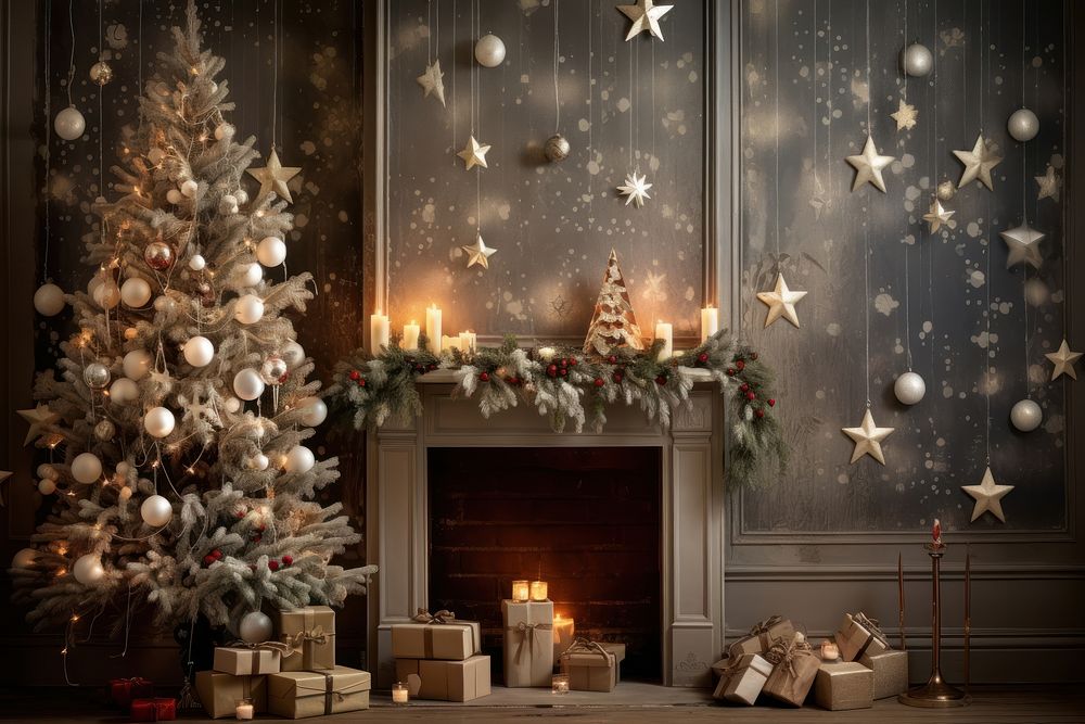 Christmas wallpaper idea christmas fireplace anticipation. AI generated Image by rawpixel.