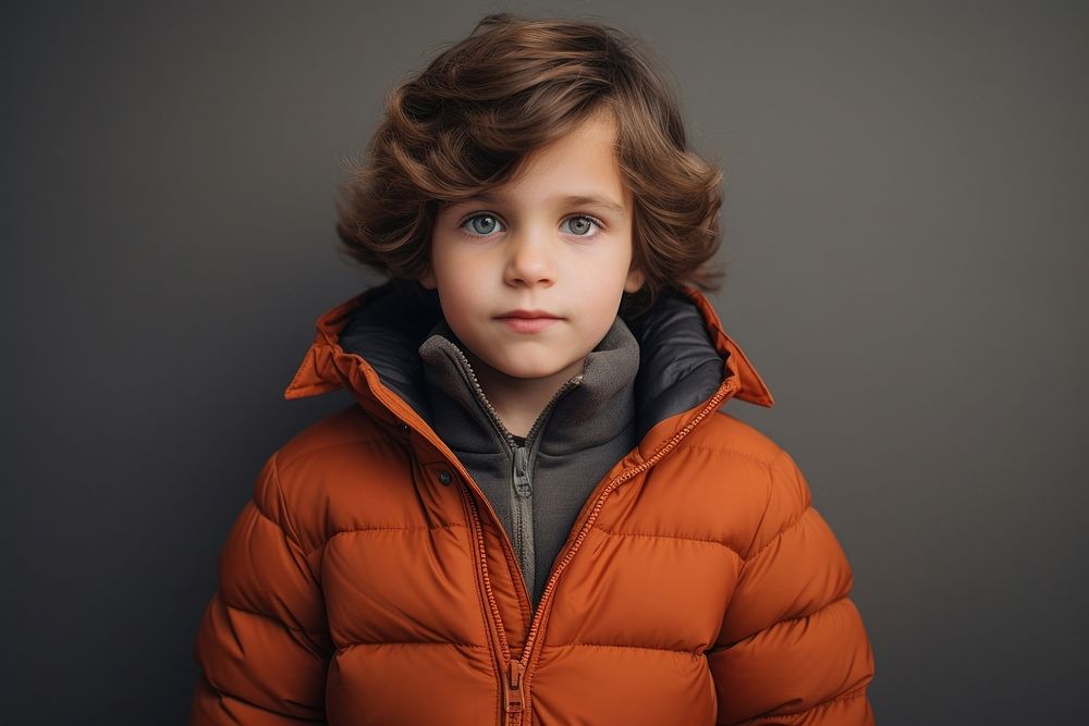 A kid wearing a winter jacket portrait photo photography. AI generated Image by rawpixel.