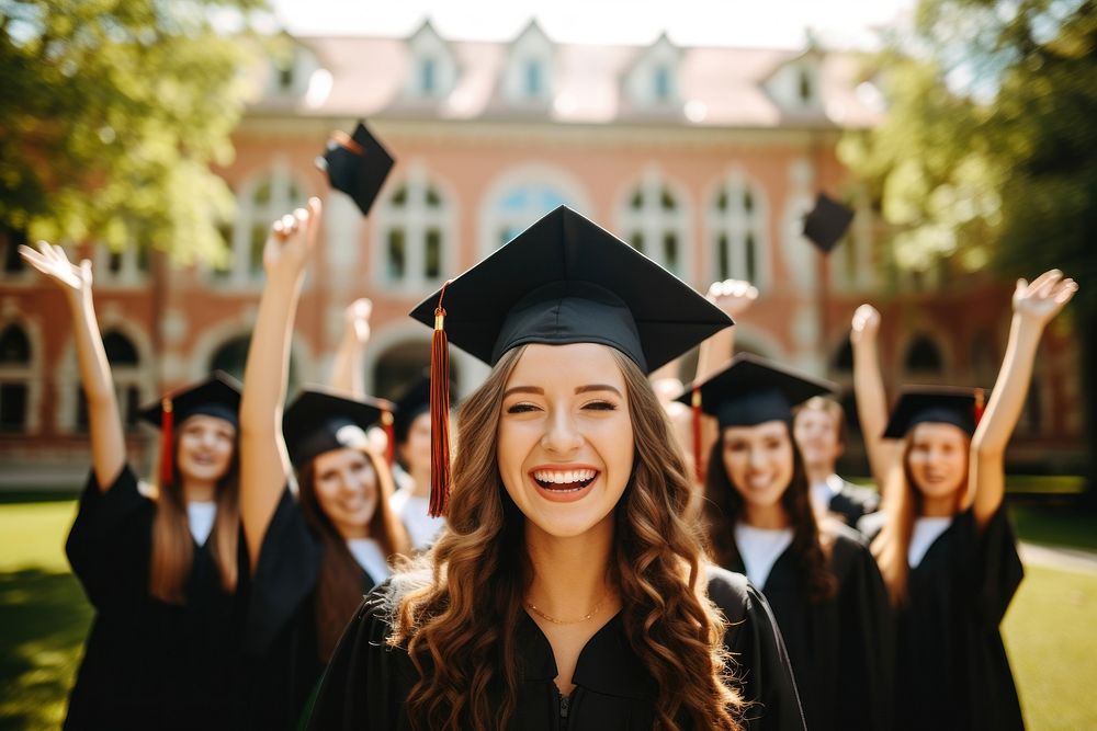 American college students graduate graduation university cheerful. AI generated Image by rawpixel.