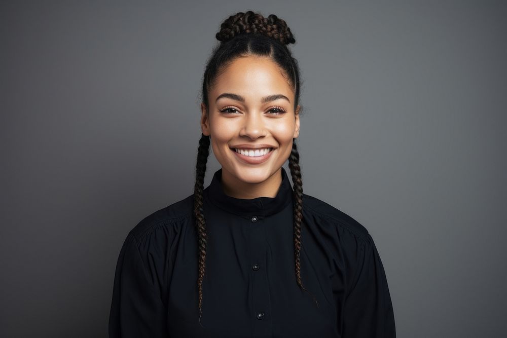Young adult african american woman braid portrait smile. AI generated Image by rawpixel.