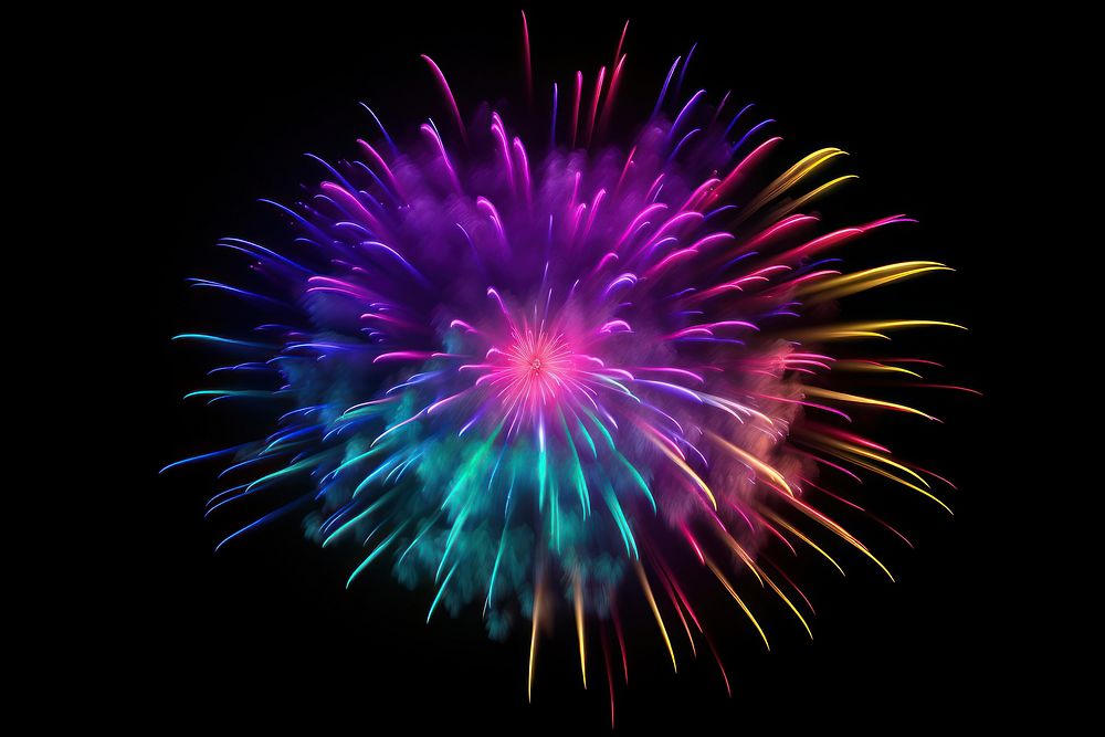 Firework effect fireworks black background inflorescence. AI generated Image by rawpixel.