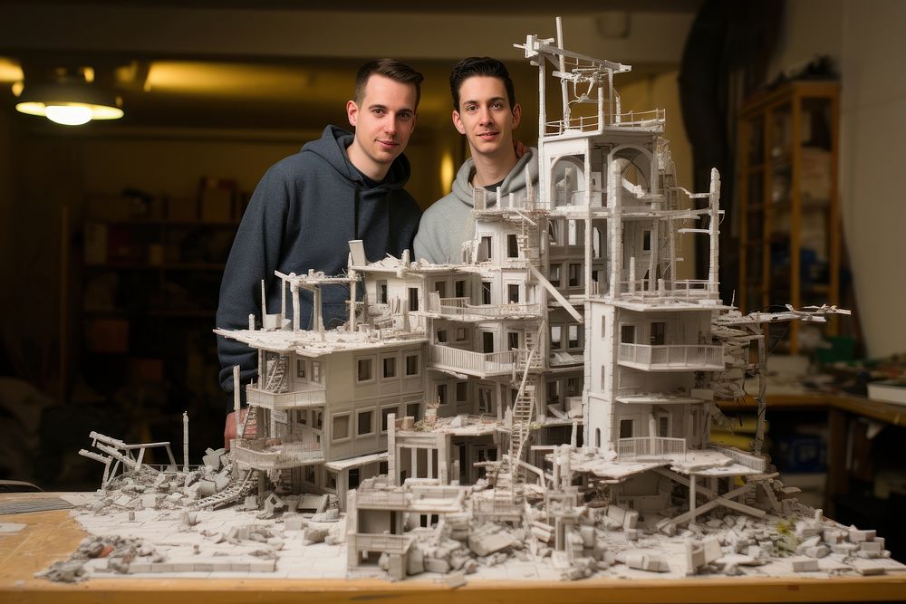 Teeagers building model adult togetherness architecture. AI generated Image by rawpixel.