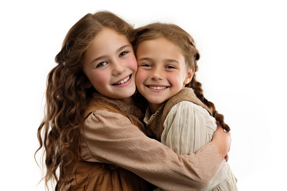 Hugging each other portrait child smile. AI generated Image by rawpixel.