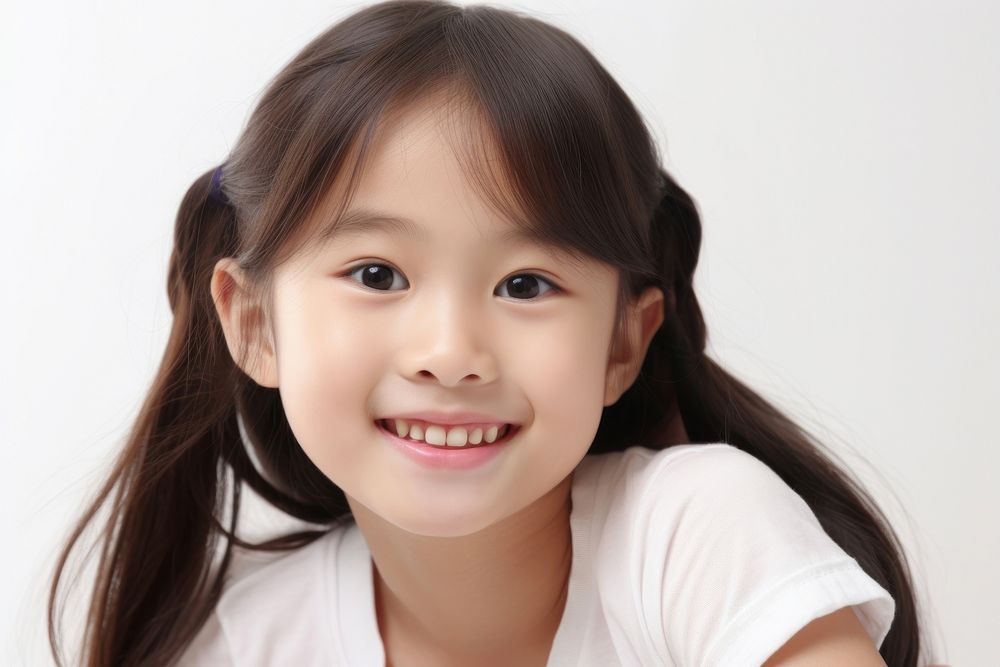 Asian girl smiling portrait child smile. AI generated Image by rawpixel.