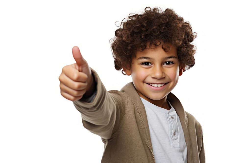 Boy smiling finger pointing hand. AI generated Image by rawpixel.