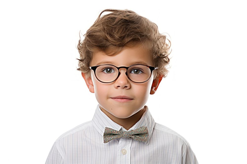Young boy glasses portrait photo. AI generated Image by rawpixel.