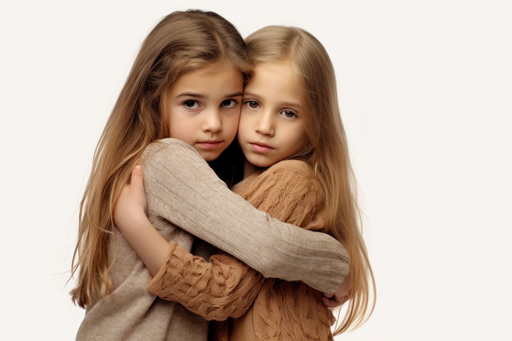 Hugging portrait sweater photo. AI generated Image by rawpixel.