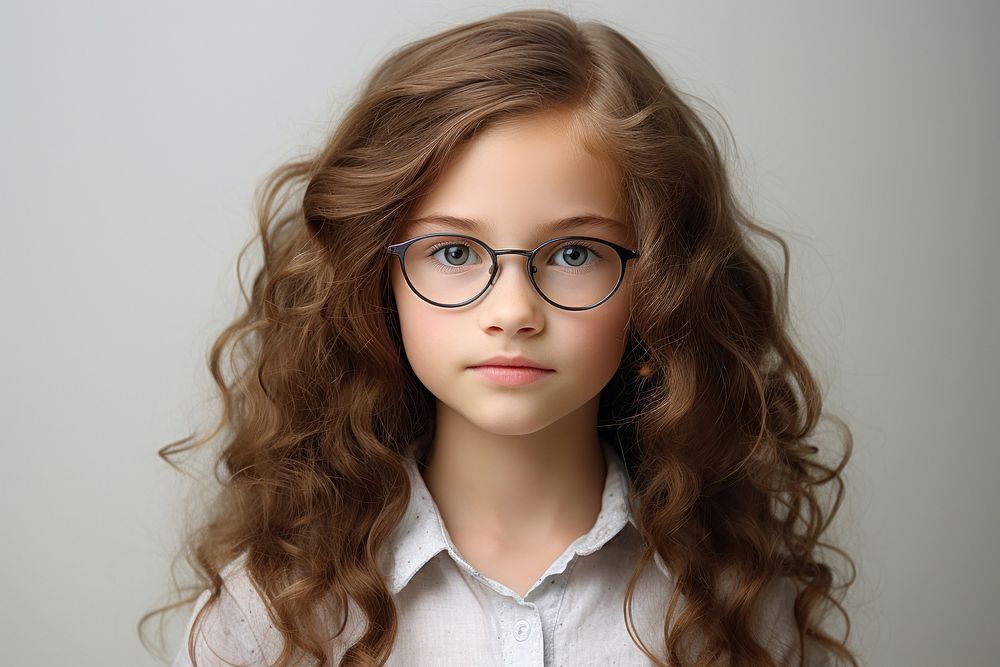 Young girl glasses portrait photo. AI generated Image by rawpixel.