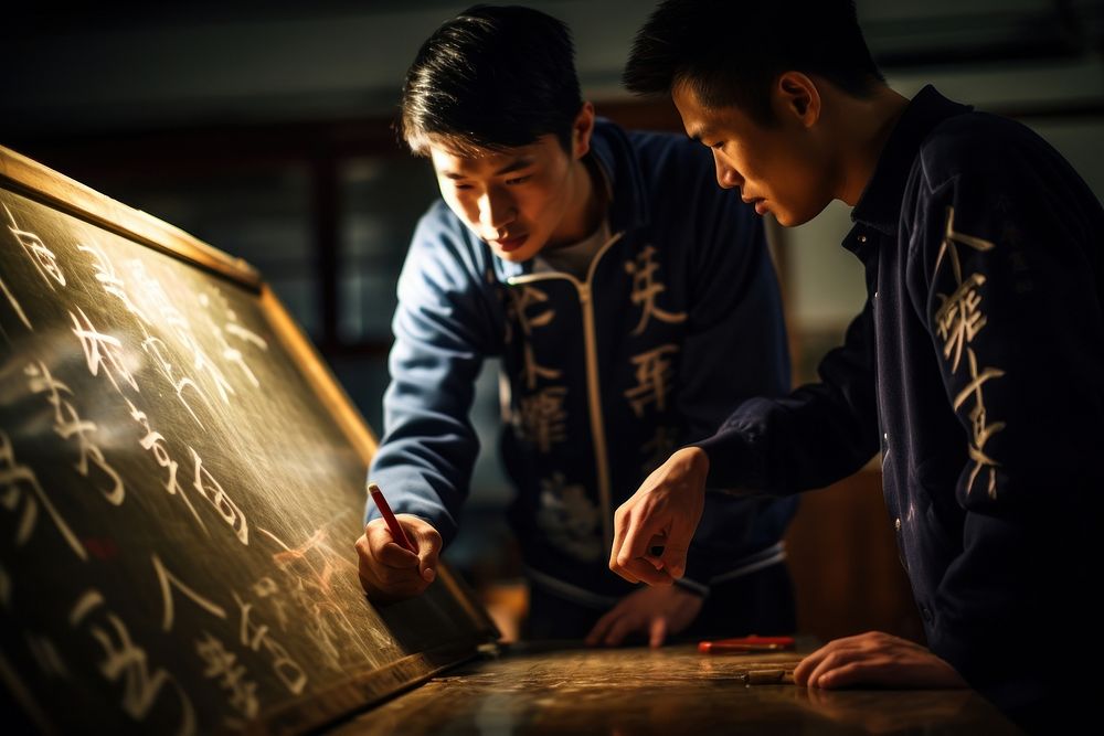 Asian teeagers writing concentration craftsperson togetherness. AI generated Image by rawpixel.