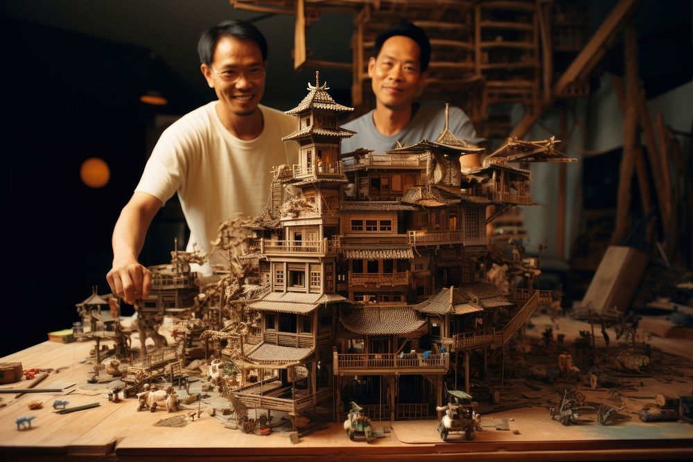 Asian teeagers building model architecture adult manufacturing. AI generated Image by rawpixel.