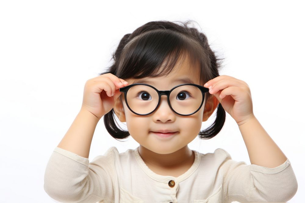 Baby asian girl glasses portrait child. AI generated Image by rawpixel.