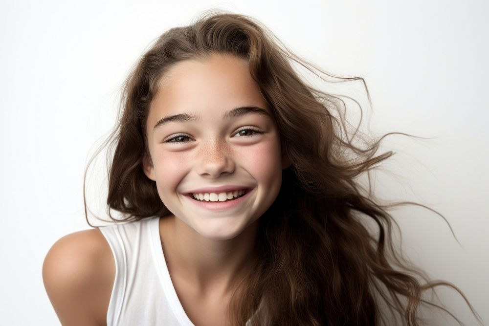 Girl smiling laughing smile white. AI generated Image by rawpixel.