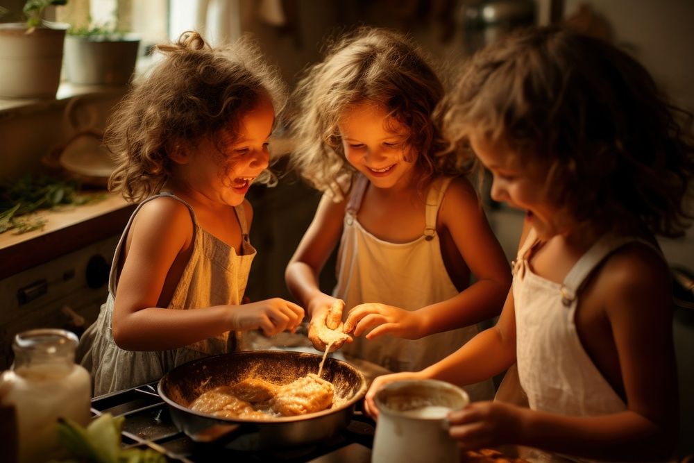 Kids cooking child home food. AI generated Image by rawpixel.