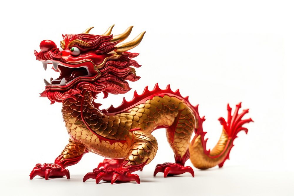 Chines dragon year animal chinese new year white background. AI generated Image by rawpixel.