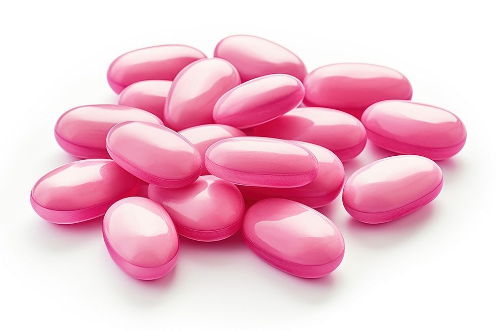 Pink rounded medicine pills confectionery medication freshness. AI generated Image by rawpixel.