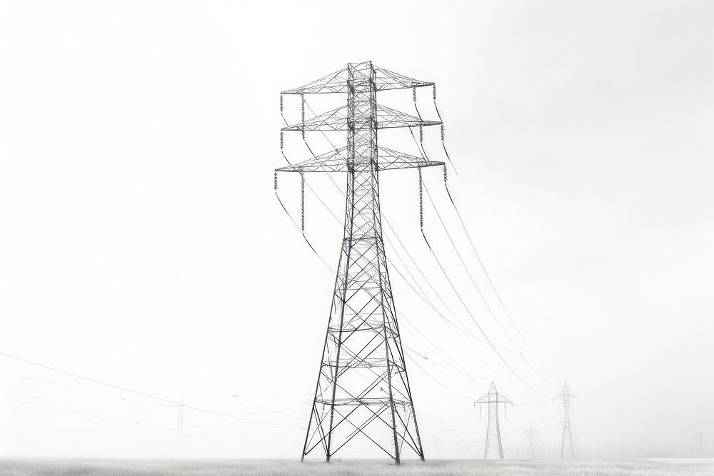 Power line tower cable architecture electricity. AI generated Image by rawpixel.