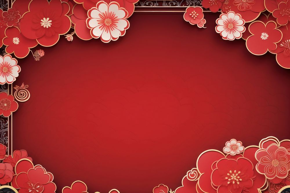 Red invitation card pattern flower petal. AI generated Image by rawpixel.