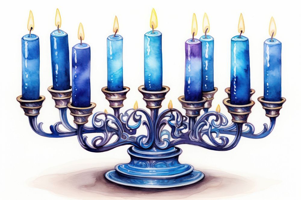 Hanukkah menorah 9 candles spirituality illuminated candlestick. AI generated Image by rawpixel.
