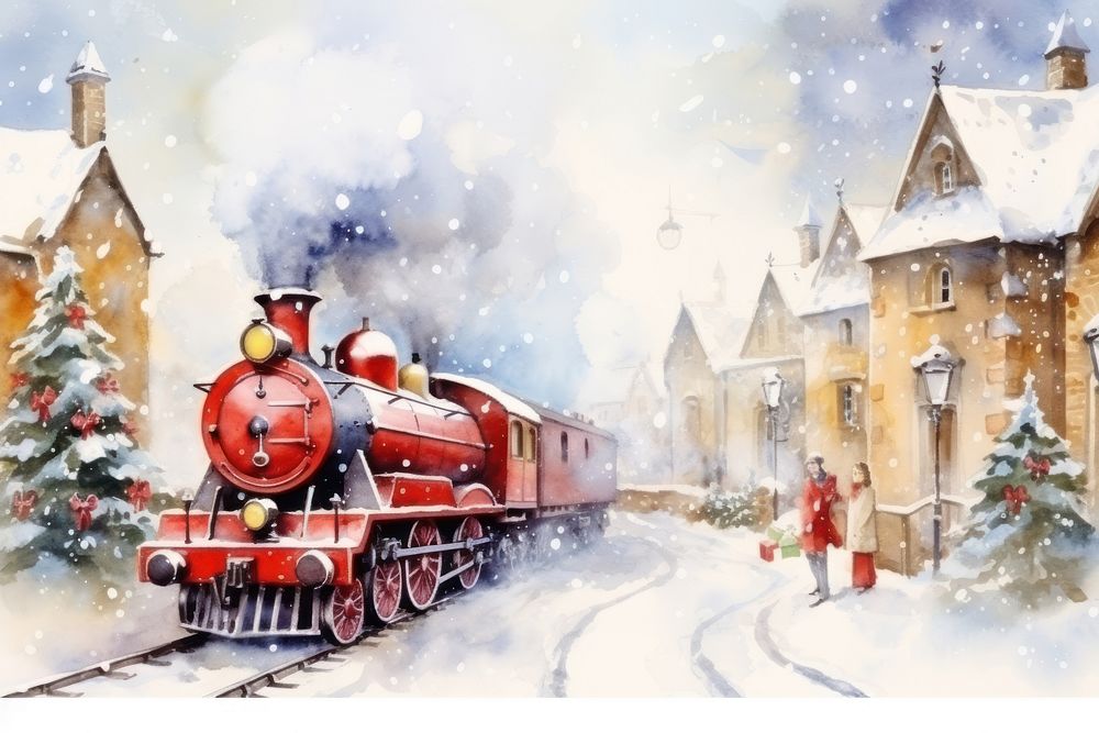 Christmas festival locomotive vehicle train. AI generated Image by rawpixel.